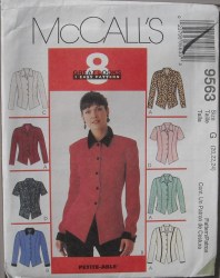 9563 MCCALLS 8 GR8 SHORT - LONG SLEEVE BUTTON TOPS PATTERN 8-12, 16-20 choice uncut